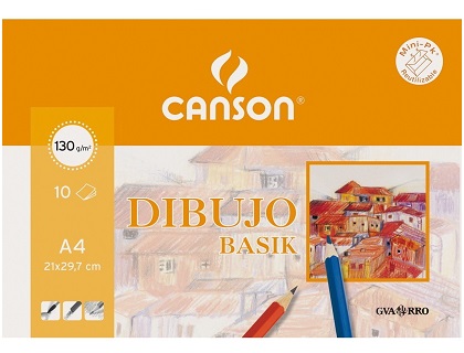 MINI-PACK (SOBRE) DIBUJO BASIK 10 HOJAS A4 LISO CANSON (0406331)