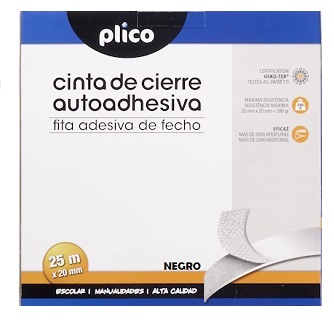 VELCRO NEGRO RIZO+ENGANCHE 20MM 25 METROS
