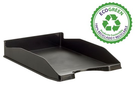 BANDEJA SOBREMESA ARCHIVO 2000 ECOGREEN PLASTICO 100% RECICLADA APILABLE FORMATOS DIN A4 Y FOLIO COLOR NEGRO