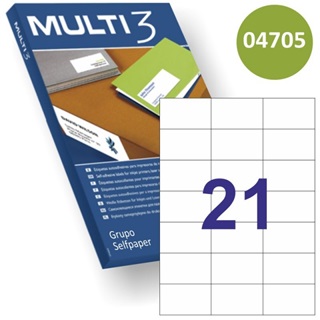 ETIQUETAS ADHESIVAS MULTI-3 TAMAO 70X42,4 MM CAJA DE 100 HOJAS A4