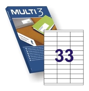 ETIQUETAS ADHESIVAS MULTI-3 TAMAO 70X25,4 MM CAJA DE 100 HOJAS