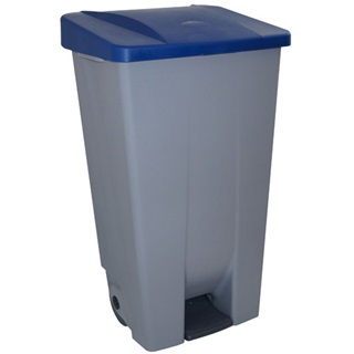 CONTENEDOR DE RESIDUOS CON PEDAL TAPA AZUL 120L