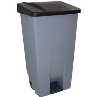 CONTENEDOR DE RESIDUOS CON PEDAL TAPA NEGRA 120L